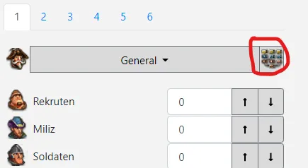 Das Symbol befindet sich rechts neben der Auswahl des Generals